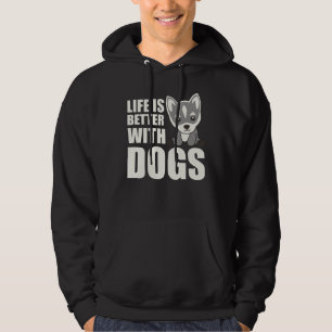 Life Is Better With Dogs Sweet Husky Dog Brown Hoodie