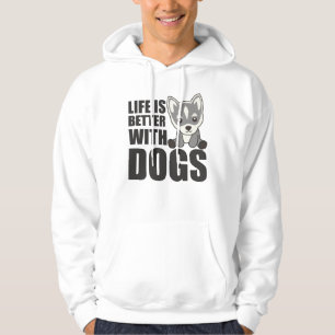 Life Is Better With Dogs Sweet Husky Dog Brown Hoodie
