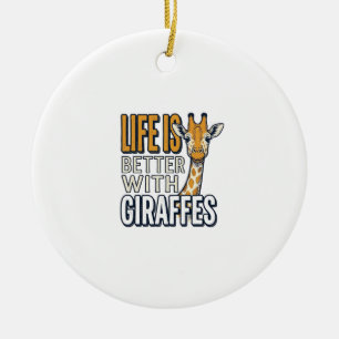 Life Is Better With Giraffes Vintage Shirt Design_ Ceramic Tree Decoration
