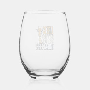 Life Is Better With Giraffes Vintage Shirt Design_ Stemless Wine Glass