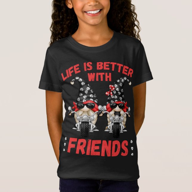 Life Is Better With Gnomies - Skull Chopper Biker  T-Shirt (Front)