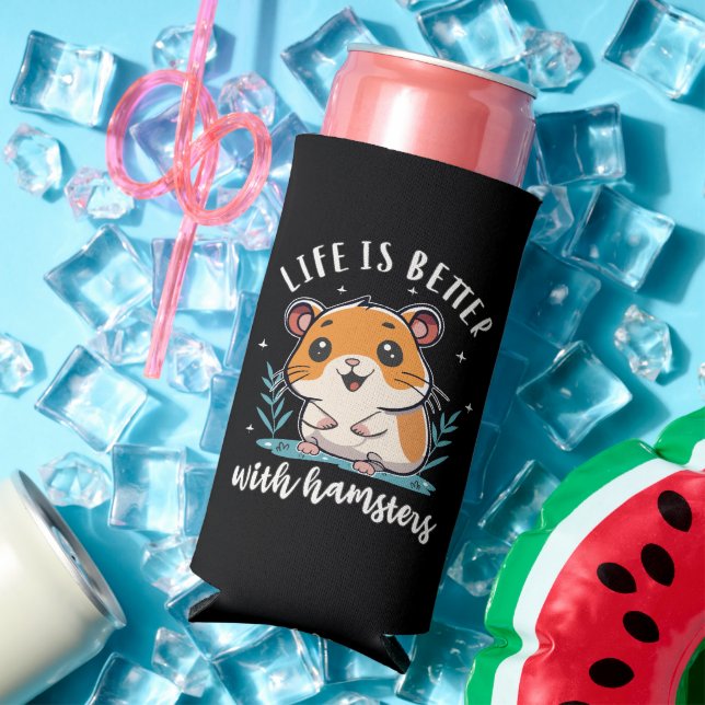 Life Is Better With Hamsters Seltzer Can Cooler (In Situ Summer)