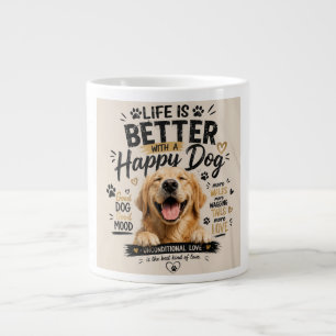 Life Is Better With Happy Dogs Design Large Coffee Mug