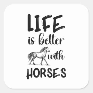 Life Is Better With Horses, Barrel Racing Square S Square Sticker