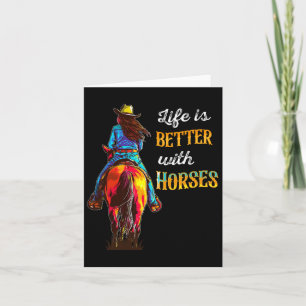 Life Is Better With Horses Equestrian Girls Riding Card
