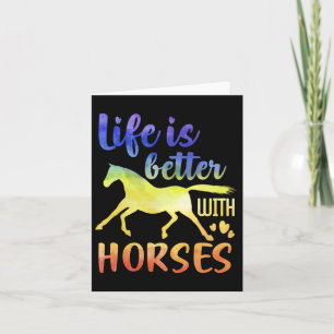 Life Is Better With Horses Horseback Riding Cute Card