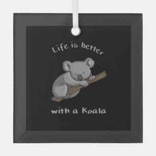 Life Is Better With Koala Glass Tree Decoration