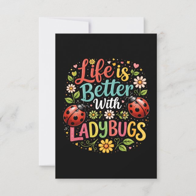 Life Is Better with Ladybugs Thank You Card (Front)