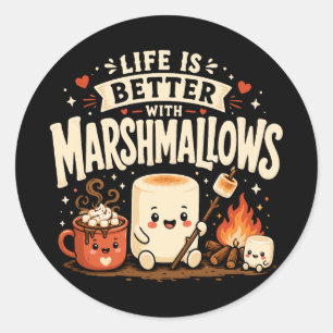 Life is better with marshmallows classic round sticker