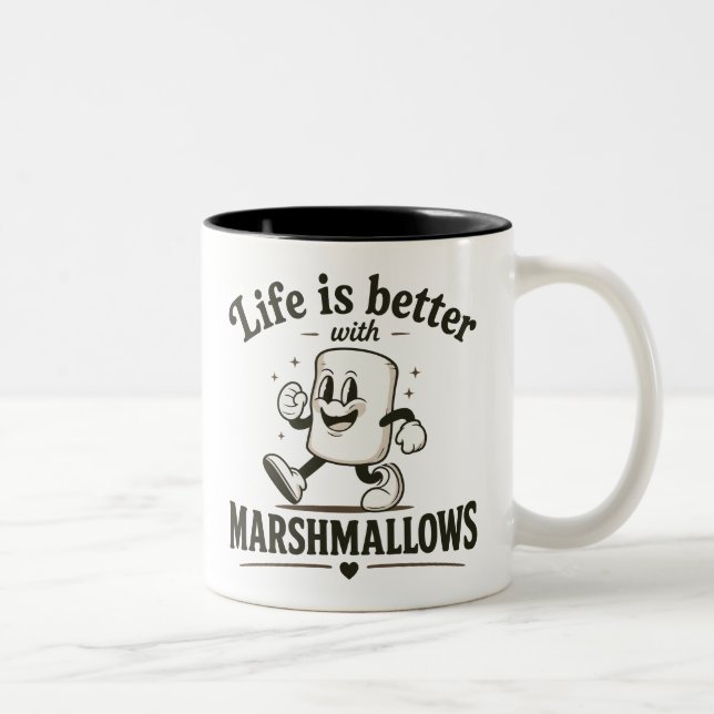 Life is better with marshmallows Two-Tone coffee mug (Right)