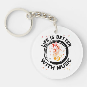 Life Is Better With Music Notes Musician Music Lov Key Ring