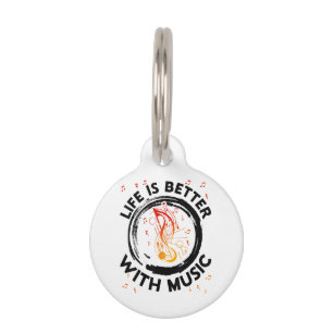 Life Is Better With Music Notes Musician Music Lov Pet Tag
