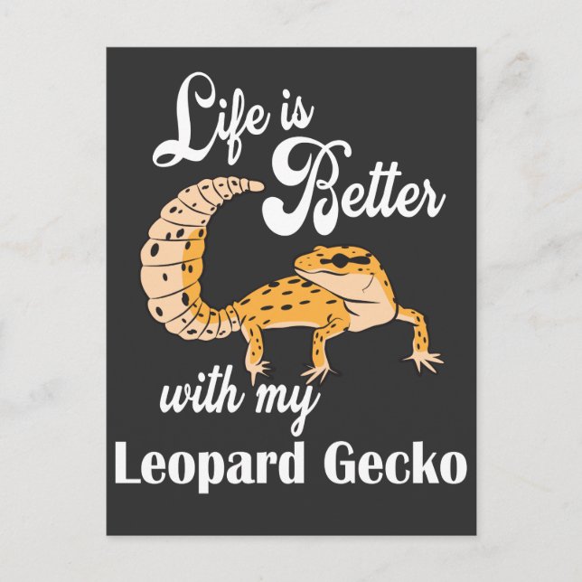 Life is Better with my Leopard Gecko Postcard (Front)