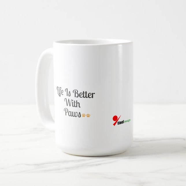 Life Is Better With Paws Coffee Mug (Front Left)