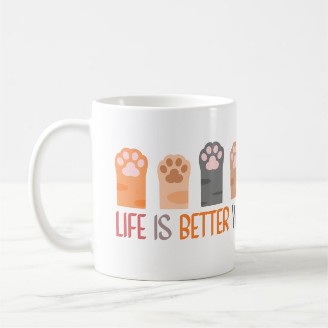 Life is Better with Paws Coffee Mug (Left)