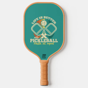 Life is Better With Pickleball Retro Graphic Style Paddle