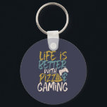 Life is Better With Pizza and Gaming Video Game Key Ring<br><div class="desc">Life is Better With Pizza and Gaming. Funny and humourous design for gamer, gaming geeks and nerds. This cool and awesome merchandise is great for those who love playing video games and eating pizza. Perfect to celebrate National Video Games Day while eating pizza on the couch. Great Christmas gift and...</div>