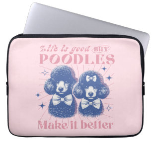 Life is Better with Poodles Retro Typography Laptop Sleeve
