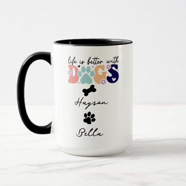 Life Is Better With Puppy Dogs Cute Dog Lover Mug (Left)
