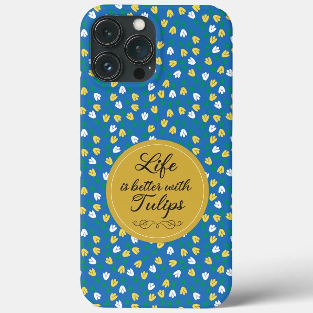 Life is better with Tulips - Blue yellow pattern Case-Mate iPhone Case (Back)