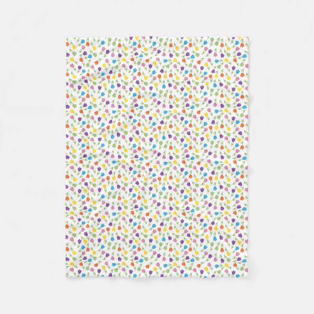 Life is better with Tulips - Colourful pattern Fleece Blanket (Front)
