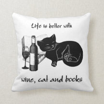 LIFE IS BETTER WITH WINE CAT AND BOOKS