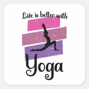life is better with yoga square sticker