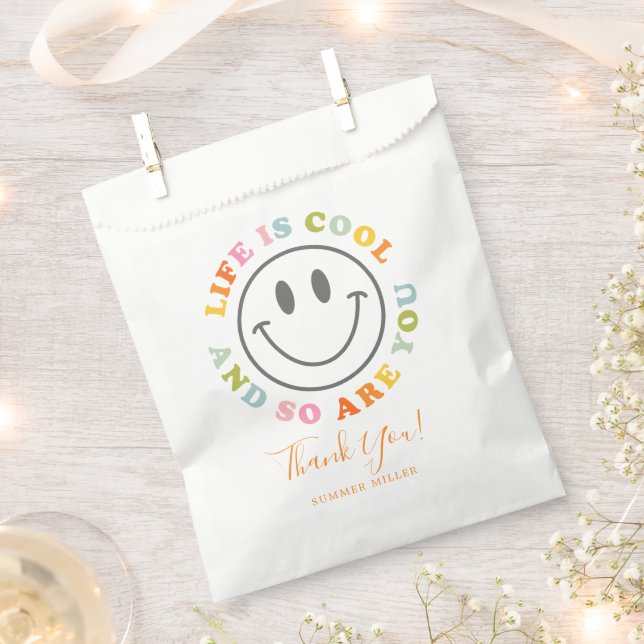 Life Is Cool Happy Smiling Face Emoji  Favour Bags (Clipped)