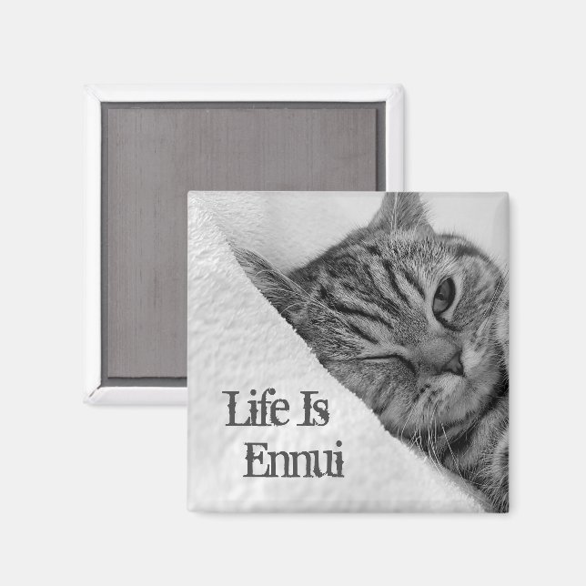 Life is Ennui, Tabby Cat Lying Down Magnet (Front/Back)