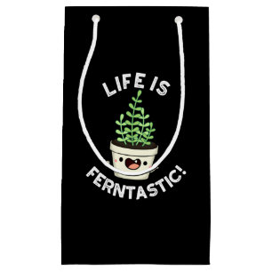 Life Is Ferntastic Funny Fern Plant Pun Dark BG Small Gift Bag