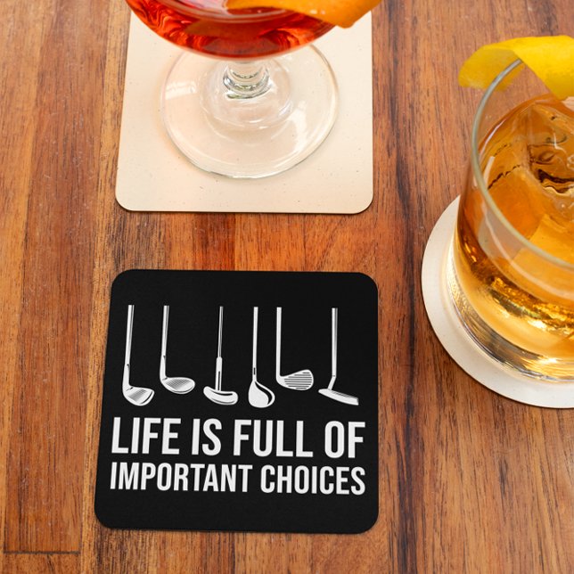 Life is Full Of Important Choices Golf Christmas Square Paper Coaster (Life is Full Of Important Choices Golf Christmas Square Paper Coaster)