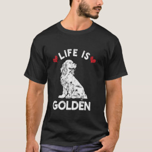 Life Is Golden Retriever Cute Puppy Hearts For Men T-Shirt
