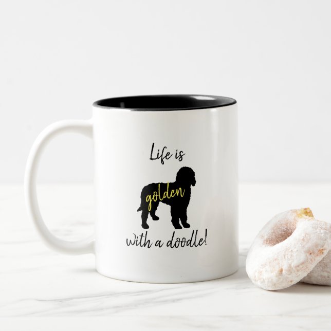 Life Is Golden With A Doodle Coffee Mug (With Donut)
