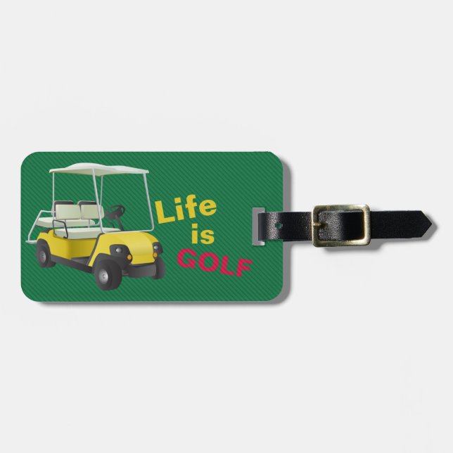 Life is Golf Cart Personalised Bag Tag (Front Horizontal)