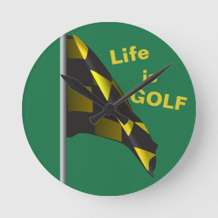 Life is Golf Flag Green Yellow Clock