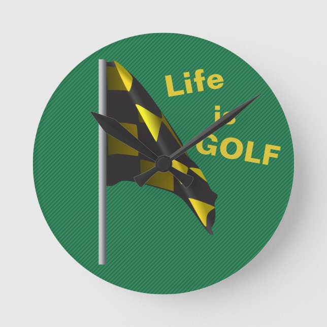 Life is Golf Flag Green Yellow Clock (Front)