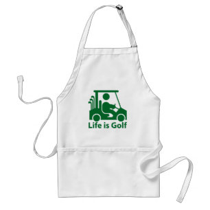 Life is Golf Golfer Golf Cart Green White Apron