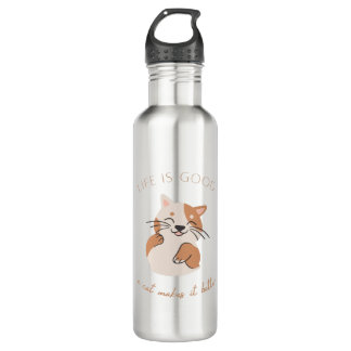 Life Is Good A Cat Makes It Better 710 Ml Water Bottle