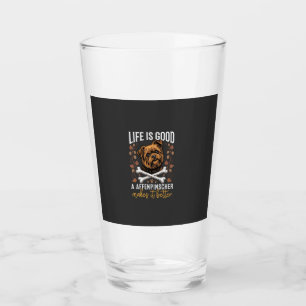 Life Is Good Affenpinscher Dog Crossed Bones Glass