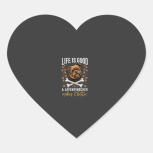 Life Is Good Affenpinscher Dog Crossed Bones Heart Sticker