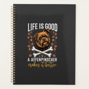 Life Is Good Affenpinscher Dog Crossed Bones Planner
