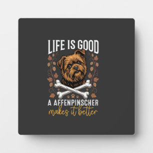 Life Is Good Affenpinscher Dog Crossed Bones Plaque