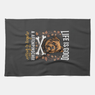 Life Is Good Affenpinscher Dog Crossed Bones Tea Towel