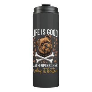 Life Is Good Affenpinscher Dog Crossed Bones Thermal Tumbler