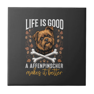 Life Is Good Affenpinscher Dog Crossed Bones Tile