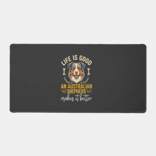 Life Is Good Australian Shepherd Dog Bone Desk Mat