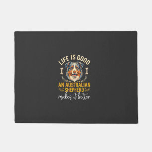 Life Is Good Australian Shepherd Dog Bone Doormat