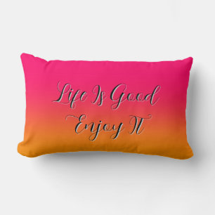 Life Is Good Enjoy It Rainbow Lumbar Pillow