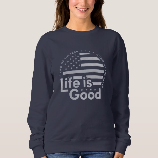Life Is Good. Mens Crusher Tee Lig Flag Circle (Front)