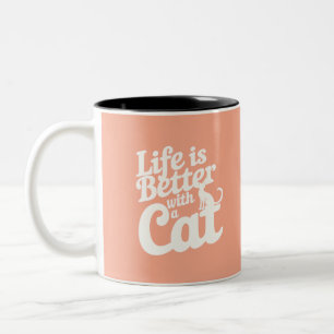 Life Is Good With A Cat2 Two-Tone Coffee Mug